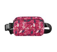 Candy Canes Snowflakes Cartoon Men Women Stylish Fanny Waist Pack for Shopping Sports Work, Christmas Holly Berries Oil Painting, One Size