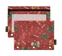 Candy Canes Stars Bows Pencil Pouch for 3-Ring Binder Clear Pencil Case