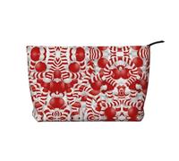 Candy Canes Stylish Velvet Cosmetic Bag with Full-Print Design â€“ Durable Travel Makeup Pouch for Daily Use & Gifts