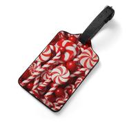 Candy Canes Suitcase Tags Personalized Luggage Tag with Privacy Cover ID Card Slot for Travel Luggage Bag, Unique Design Name Tags for Suitcases, Backpacks & Gifts