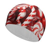 Candy Canes Swim Cap for Women Men Swimming Hat Bath Waterproof Pool Caps for Long Thick Curly Hair