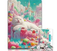 Candy Cat Jigsaw Puzzles for Teenagers 1000 Jigsaws,Staycation Kill Time Every Piece Is Unique - Challenging Family Fun Game 50x75cm
