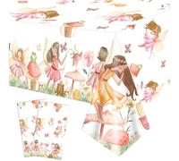 CANDY CHEF Fairy Birthday Party Tablecloth - 3Pcs Garden Table Covers for Elf Theme Baby Shower Decorations and Supplies