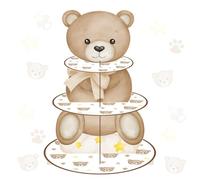 CANDY CHEF Teddy Bear Cupcake Stand 3Tier Brown Bear Cupcake Holder We Can Bearly Wait Baby Shower Decorations Bear Baby Shower Supplies Bear Party Cupcake Tower for Bear Theme Birthday Decorations