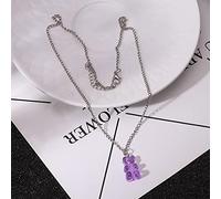 Candy Color Gummy Mini Bear Necklace for Women Star Pendants Necklaces Jewelry
