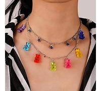 Candy Color Gummy Mini Bear Necklace for Women Star Pendants Necklaces Jewelry