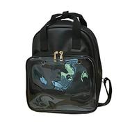 Candy Colored Backpack with Clear Window Transparent Pvc Ita Bag for Diy Black Spacious School and Travel Rucksack