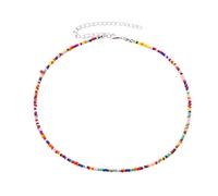 Candy Colored Beaded Necklace for Women Sweet Cool Acrylic Beach Clavicle Chain Party Ornament Gift Bohemia Bead Clavicle Chain Beach Necklace Jewelry