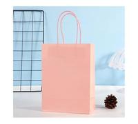 Candy Colorful Shopping Bags 10PCS Kraft Paper Gift Candy Bag Colored Hand-held Paper Bags Wedding Party Decoration Gift(10PCS-Pink,16x12x6cm)