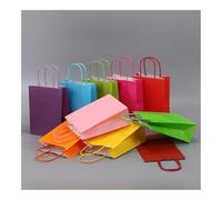 Candy Colorful Shopping Bags 10PCS Kraft Paper Gift Candy Bag Colored Hand-held Paper Bags Wedding Party Decoration Gift(10PCS-Dark green,21x15x8cm)