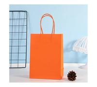 Candy Colorful Shopping Bags 10PCS Kraft Paper Gift Candy Bag Colored Hand-held Paper Bags Wedding Party Decoration Gift(10PCS-Orange,21x15x8cm)