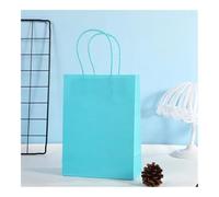 Candy Colorful Shopping Bags 10PCS Kraft Paper Gift Candy Bag Colored Hand-held Paper Bags Wedding Party Decoration Gift(10PCS-Sky Blue,21x15x8cm)