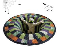 Candy Corn Abyss Quilted Round Mat, 3D Halloween Rug - Optical Illusion with Depth Pattern, Halloween Optical Illusion Rug, Soft & Durable Fabric, Modern Home Decor (colorB,100cm/40in)