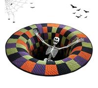 Candy Corn Abyss Quilted Round Mat, 3D Halloween Rug - Optical Illusion with Depth Pattern, Halloween Optical Illusion Rug, Soft & Durable Fabric, Modern Home Decor (colorD,120cm/47in)