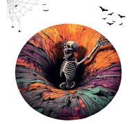 Candy Corn Abyss Quilted Round Mat, 3D Halloween Rug - Optical Illusion with Depth Pattern, Halloween Optical Illusion Rug, Soft & Durable Fabric, Modern Home Decor (colorC,120cm/47in)