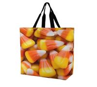 Candy Corn Lightweight Large Shopping Bag with Inside Pocket Reusable Grocery Bags Foldable Shoulder Handbag