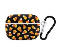 Candy Corn Pattern Compatible with Airpods Pro Case Cover Hard Cases with Durable Hanging Buckle Charging Visible LED