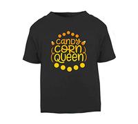 Candy Corn Queen Halloween Statement Short Sleeve Cotton Toddler t Shirt, 1-2 Years, Black