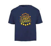 Candy Corn Queen Halloween Statement Short Sleeve Cotton Toddler t Shirt, 1-2 Years, Navy