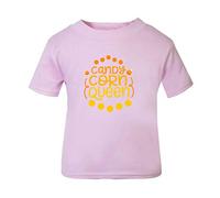 Candy Corn Queen Halloween Statement Short Sleeve Cotton Toddler t Shirt, 1-2 Years, Pastel Pink