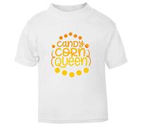 Candy Corn Queen Halloween Statement Short Sleeve Cotton Toddler t Shirt, 1-2 Years, White