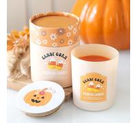 Candy Corn Scented Candle, Vanilla and Butterscotch Fragrance, Halloween Design with Wooden Lid, 28 Hour Burn Time