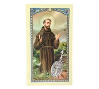 Candy Creations On Cloud 9 St. Francis of Assisi Protect My Pet Pewter Medal with Laminated Prayer Card | Catholic Saint Pet Collar Charm
