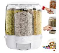 Candy Dispenser 360° Rotating with 6 Compartments, Rotating Candy Dispenser with Lid, 6 Grid Rotating Food Dispensers, Transparent Dry Food Cereal Storage Container for Home Kitchen Organiser (L)