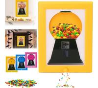 Candy Dispenser Picture Frame, Gumball Machine, Vintage Hanging Candy Machine Art, Wall Mounted Candies Dispensers Kitchen for Candies, Nuts, Dog Cat Treats,Holiday Gifts (Yellow)