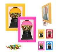 Candy Dispenser Picture Frame, Handy Candy Frame Dispenser, Rare Vintage the Handy Candy Frame-Hanging Candys Machine Art, Funny Sweet Dispenser Machine Photo Frames (Pink+Yellow)