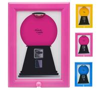 Candy Dispenser Picture Frame, Vintage Hanging Candy Machine Art, Gumball Machine In A Frame, Wall Mounted Candys Dispensers Kitchen, Office or Hallway, Suitable for Birthday & Holiday Gifts(Pink)