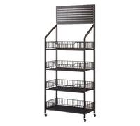 Candy Display Stand - 4/5 Tier Snack Rack with Wheels & Hooks - Ideal for Storing Drinks Treats & Party Favors - Versatile Countertop nizer