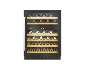 Candy DiVino Integrated Wine Cooler, Dual Zone, 46 Bottles, Black | Built-in Wine Fridge, LED Lighting, Anti-UV Glass, Smart Contents, G Class, CCVB 60D UK/N