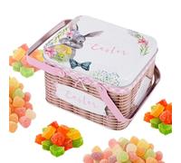 Candy Easter Basket - Metal Storage Jar, Container with Lid and Handle, Treat Organizer for Party Holiday, Candy Jars, Gift Accessory for Chocolates Stocking Date, East to use