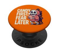 Candy First Fear Later Hooded Skeleton Halloween PopSockets Adhesive PopGrip