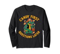 Candy First Questions Later Funny Trick or Treat, Halloween Long Sleeve T-Shirt