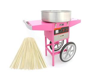 Candy Floss Machine Commercial & Cart / 500 Candy Floss Sticks/Retro Pink / 900w / KuKoo Cotton Candy Bundle