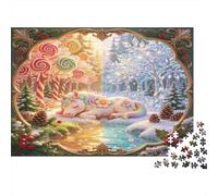 Candy Forest Fairytale Animal Jigsaw Puzzle for Adults 1000 Piece Puzzle Game Winter Snow Scene Relaxation Family Focus Home Decor Gift 52x38cm/1000pcs