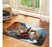 Candy Forest Pet Feeding Mat Dog Cat Eating Food Absorbent Leather Tablecloth for and Water Bowl Waterproof No Stains Quick Dry Non-Slip 23.62 * 15.75IN