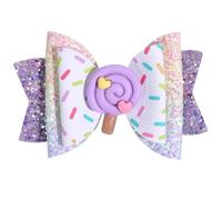 Candy Hair Clips,Lollipop Hair Bows,Glitter Hair Clips for Girls,Sparkly Confetti Sprinkle Handmade Bows,Hair Accessories for Girls Birthday Back to School Party (Purple, One Size)