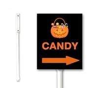 Candy Halloween Arrow Yard Sign With Stake - Right Pointed - For trick or treaters - Halloween 20X30CM Yard Sign With Stake Sturdy Aluminum Rust Free Weatherproof Easy to Install