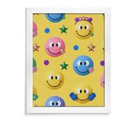 Candy Happy Face Pattern Diamond Painting Kits for Adults White Wood 40*50cm 5D Diamond Art Kits for Beginners Large DIY Full Drill Round Diamonds Gem Art Crafts Painting for Home Wall Decor