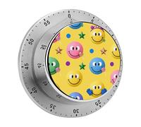 Candy Happy Face Pattern Kitchen Timer 60 Minute Visual Wind Up Timers Indoor Mechanical Timers with Magnetic Base Stainless Steel Timer for Home Cooking Time Management Tool