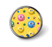 Candy Happy Face Pattern Lapel Pin Cute Metal Brooch Pin Fashionable Round Badge for Shirts, Hats, Jackets Unique Fashion Accessories Gift for Men & Women