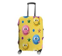 Candy Happy Face Pattern Travel Luggage Cover Stretchable Airplane Suitcase Protector Sleeve Universal Washable Fit for 19-32 Inch Checked Baggage,Water Resistant Durable Luggage Protector X-Large
