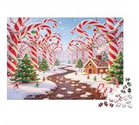 Candy House Forest Scene 1000 Piece Jigsaw Puzzle Paper for Adults Winter Christmas Landscape Mindfulness Family Relaxation Home Gift 38x26cm/1000pcs