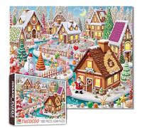 Candy House Village Jigsaw Puzzle 1000 Pieces for Adults Students 20×27 Inches Gingerbread Christmas Winter Wonderland Sweet Treats Santa Snowman Festive Indoor Creative Gift Family Time Fun Challenge