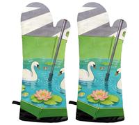 Candy Hug Heat Resistant Oven Mitts, 2 Pairs Non-Slip Silicone & Cotton Lining, Flexible Kitchen Gloves for Baking, Grilling, Cooking, Microwave & Air Fryer (Black & Gray)