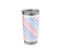 Candy Ice Retro Checkerboard Pink Blue Purple Checkered Stainless Steel Insulated Tumbler