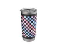 Candy Ice Retro Checkerboard Pink Blue Purple Checkered Stainless Steel Insulated Tumbler